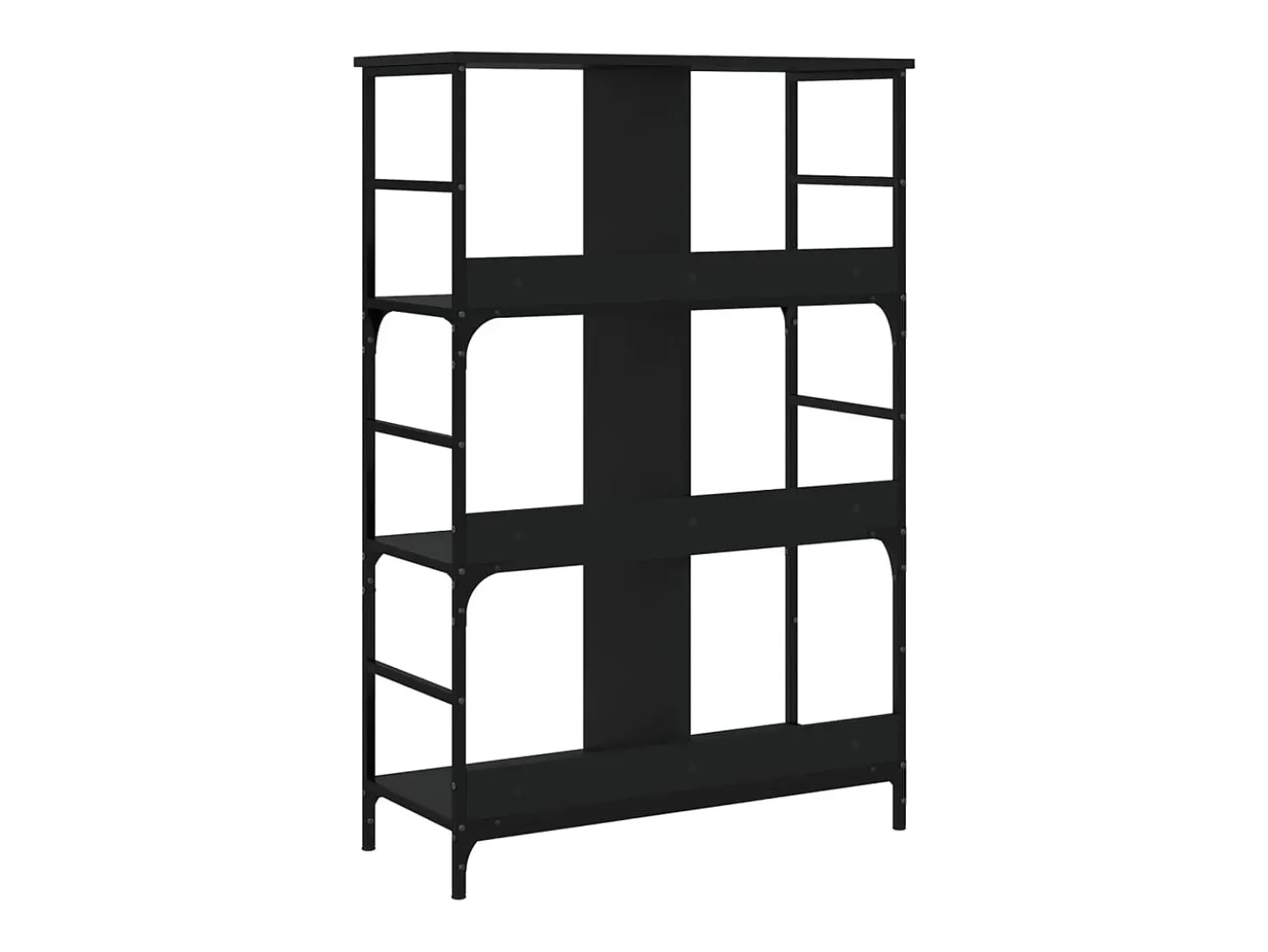 Estantería de madera de ingeniería negra 78,5x33x117,5 cm