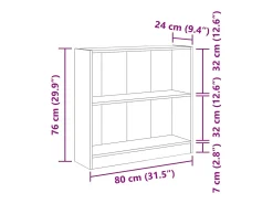 Estantería de madera de ingeniería gris Sonoma 80x24x76 cm