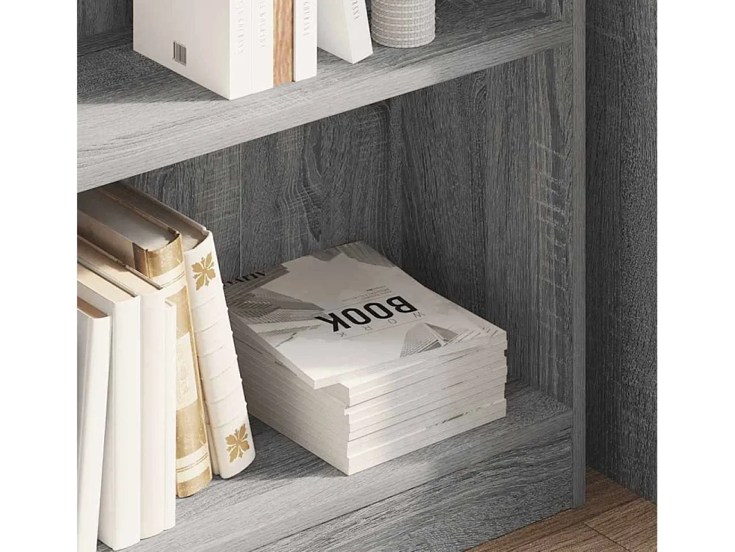 Estantería de madera de ingeniería gris Sonoma 80x24x76 cm
