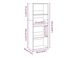 Estantería de madera de ingeniería blanca 60x30x152 cm