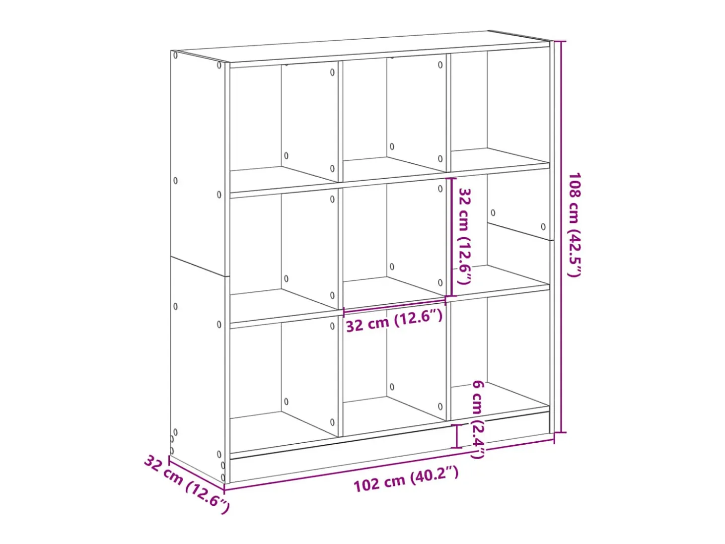 Estantería de madera de ingeniería negra 102x32x108 cm