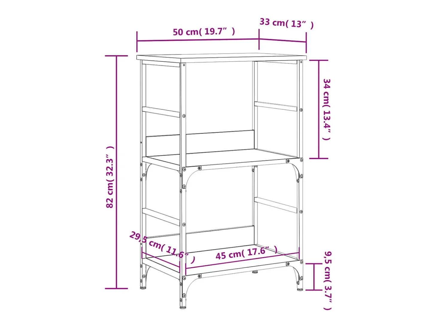 Estantería de madera de ingeniería roble Sonoma 50x33x82 cm