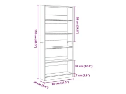Estantería de madera de ingeniería roble Sonoma 80x24x176 cm