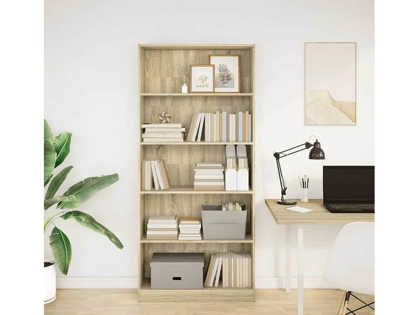 Estantería de madera de ingeniería roble Sonoma 80x24x176 cm