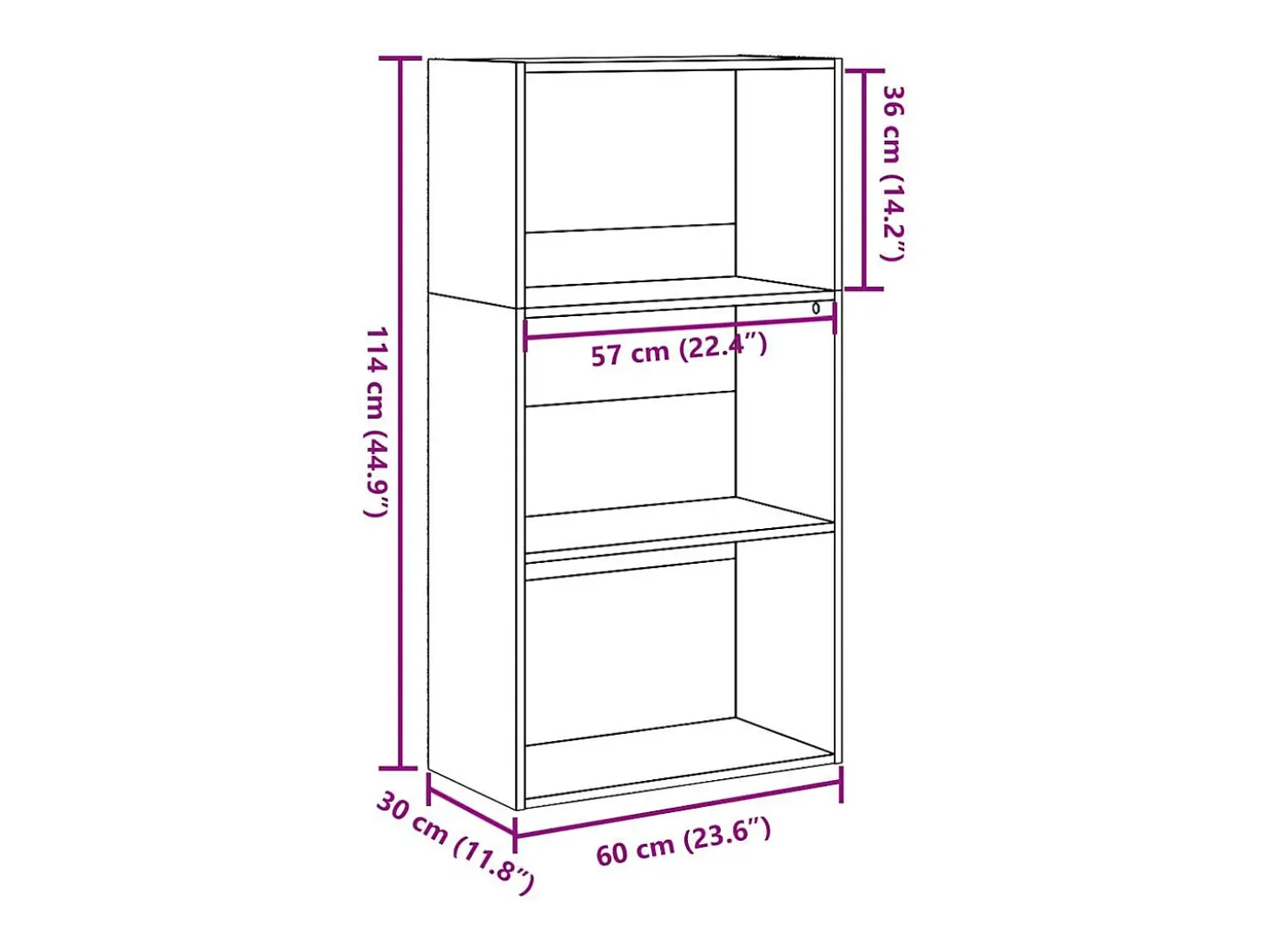 Estantería de madera de ingeniería roble Sonoma 60x30x114 cm