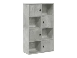 Estantería de madera de ingeniería gris hormigón 60x24x101,5 cm