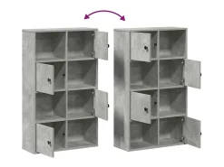 Estantería de madera de ingeniería gris hormigón 60x24x101,5 cm