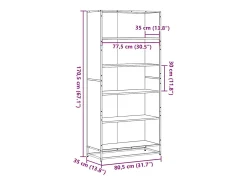 Estantería de madera de ingeniería negra 80,5x35x170,5 cm