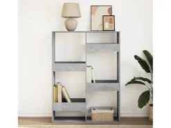 Estantería de madera de ingeniería gris hormigón 100x33x135 cm