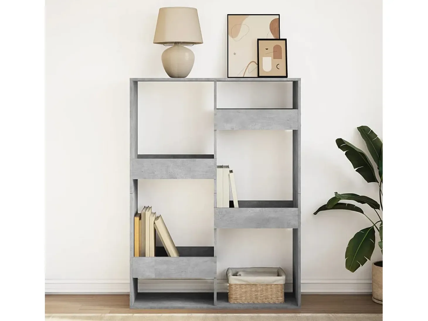 Estantería de madera de ingeniería gris hormigón 100x33x135 cm