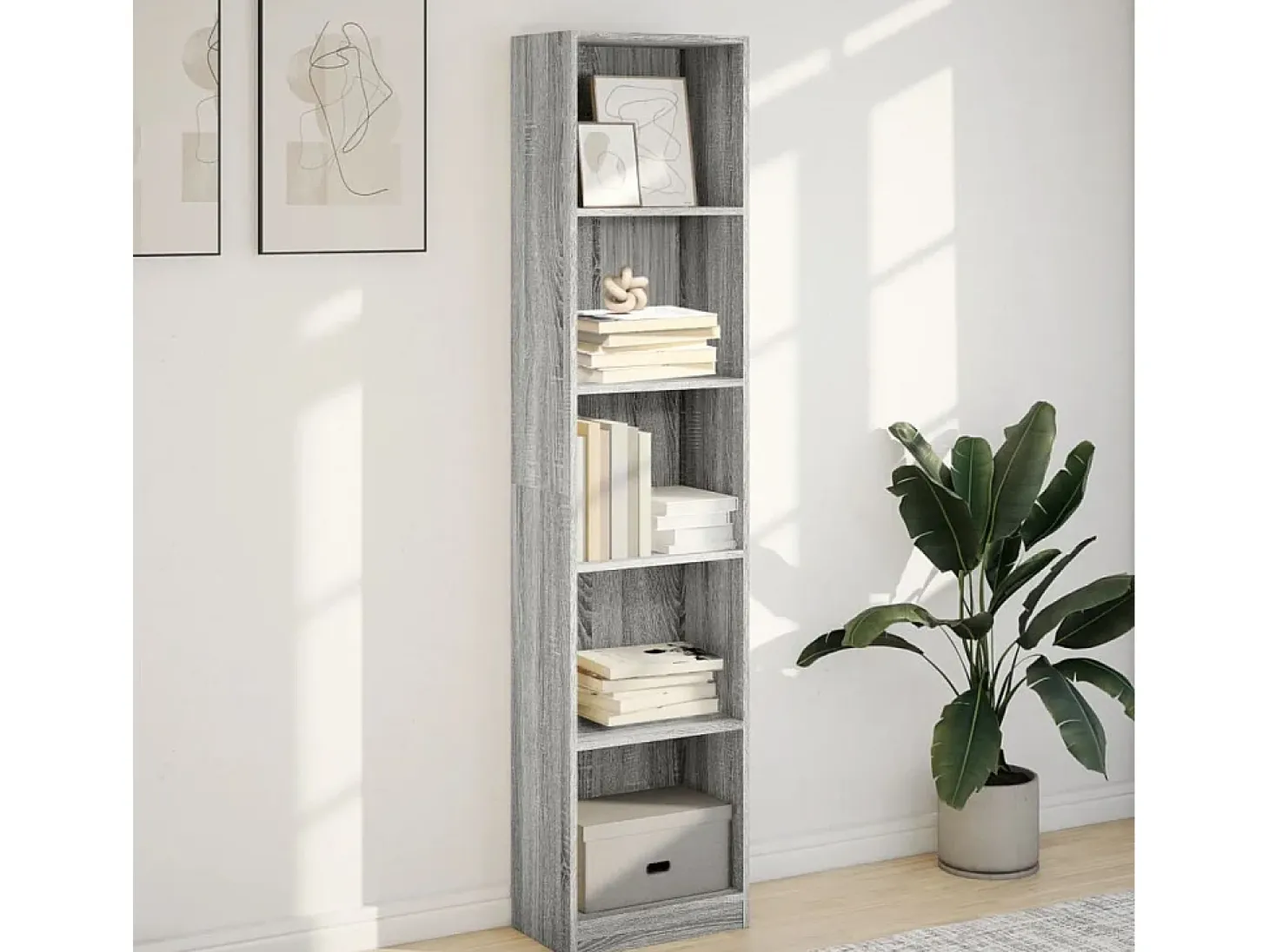 Estantería de madera de ingeniería gris Sonoma 40x24x176 cm