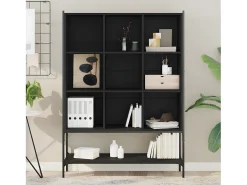 Estantería de madera de ingeniería negra 102x30x141,5 cm