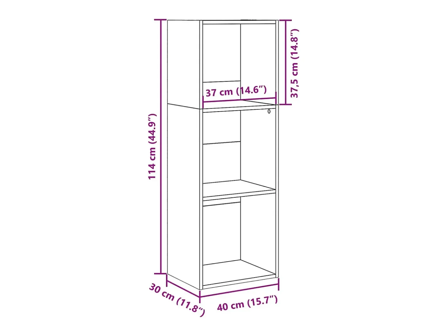 Estantería de madera de ingeniería blanca 40x30x114 cm
