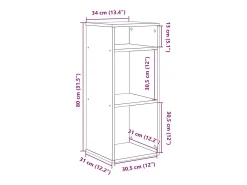 Estantería de madera de ingeniería negra 34x31x80 cm