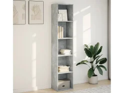 Estantería de madera de ingeniería gris hormigón 40x30x189 cm