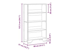 Estantería de madera de ingeniería marrón roble 80x31x137,5 cm