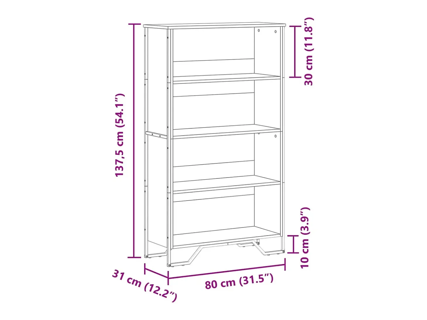 Estantería de madera de ingeniería marrón roble 80x31x137,5 cm
