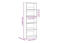 Estantería de madera de ingeniería roble Sonoma 60x24x176 cm