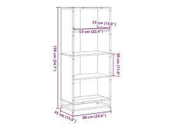 Estantería de madera de ingeniería negra 60x35x139 cm