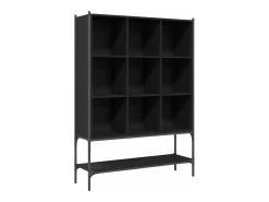 Estantería de madera de ingeniería negra 102x30x141,5 cm