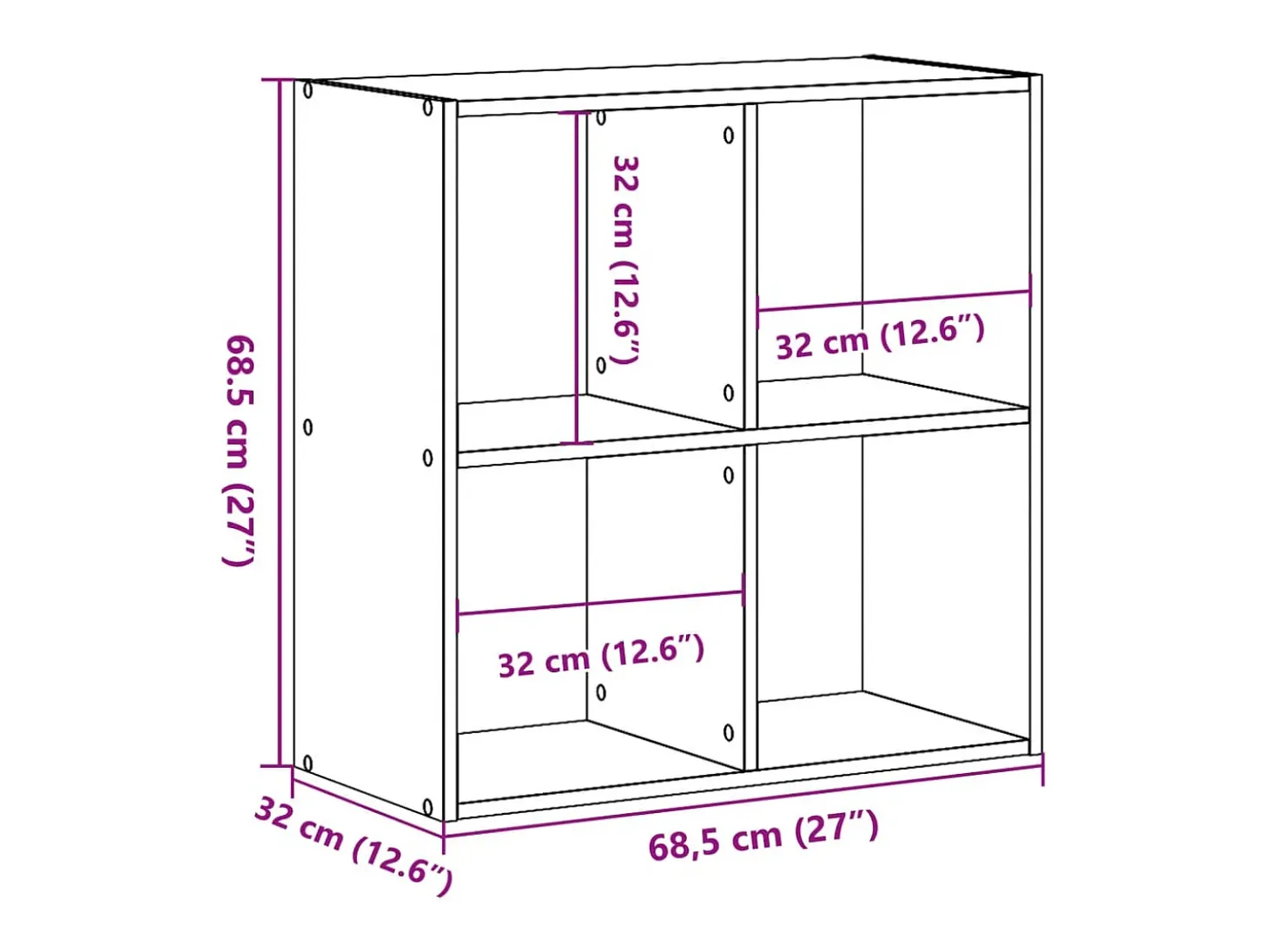 Estantería de madera de ingeniería gris Sonoma 68,5x32x68,5 cm