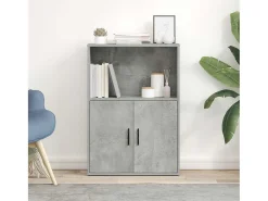 Estantería de madera de ingeniería gris hormigón 60x24x85 cm