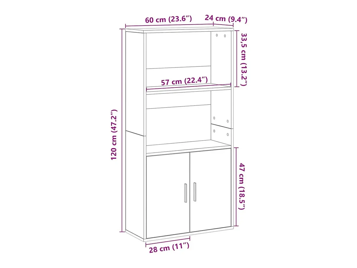 Estantería de madera de ingeniería roble artisan 60x24x120 cm