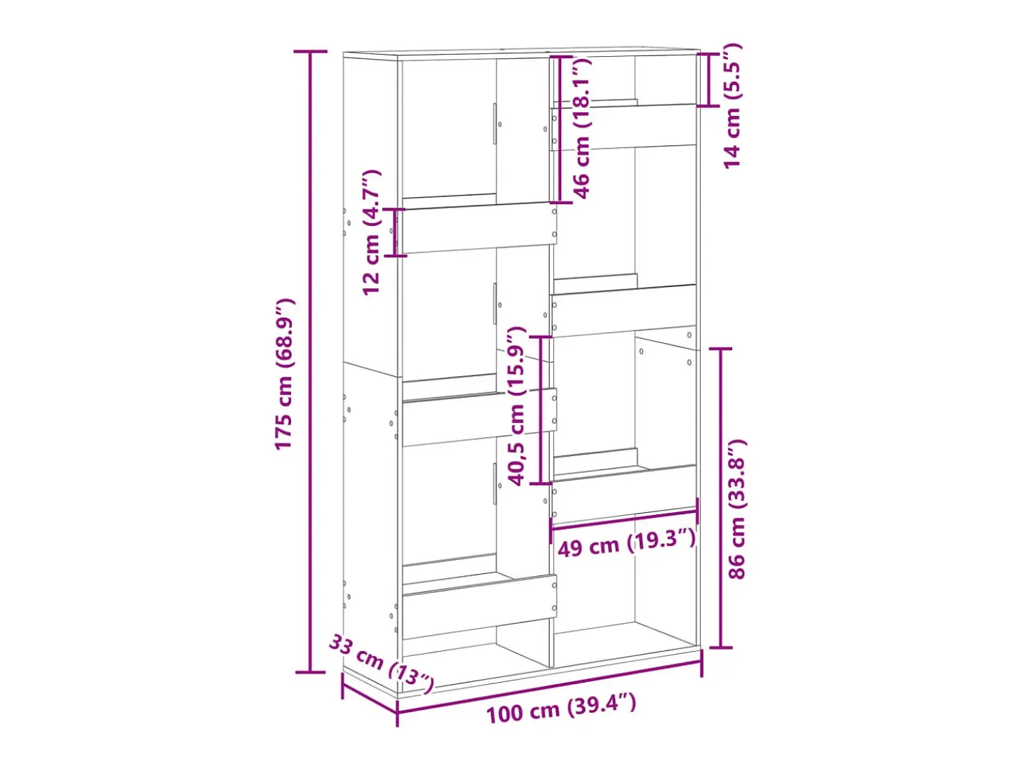Estantería de madera de ingeniería roble Sonoma 100x33x175 cm