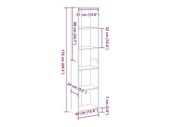Estantería de madera de ingeniería gris hormigón 40x24x176 cm