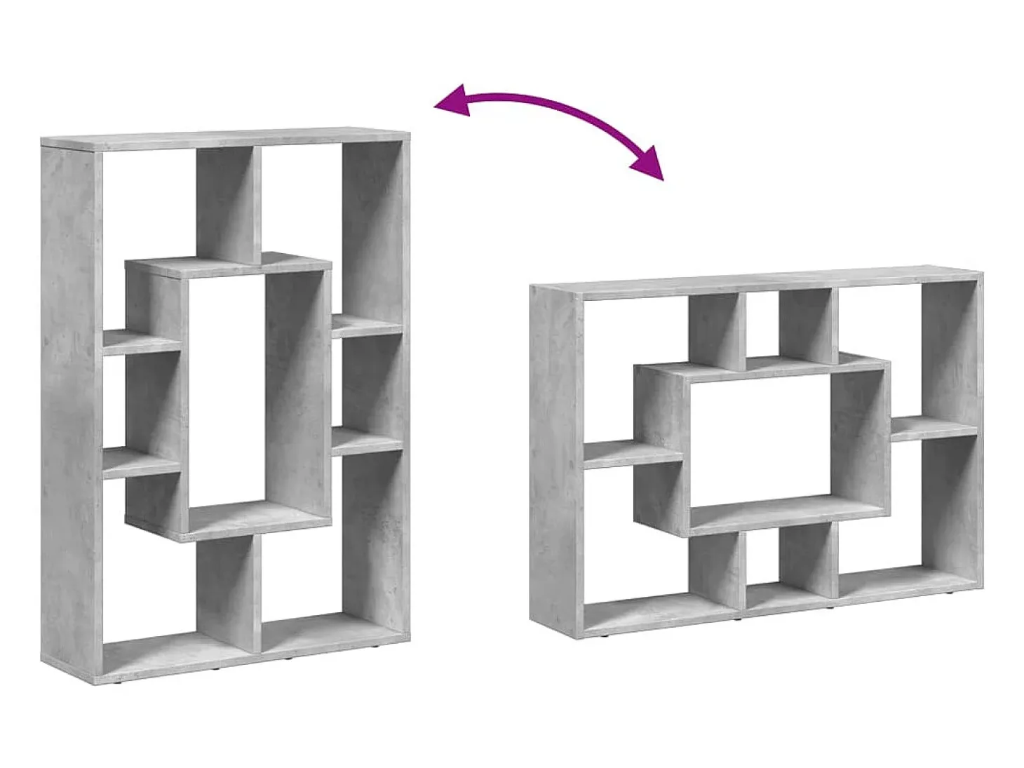 Estantería de madera de ingeniería gris hormigón 63x20x90 cm