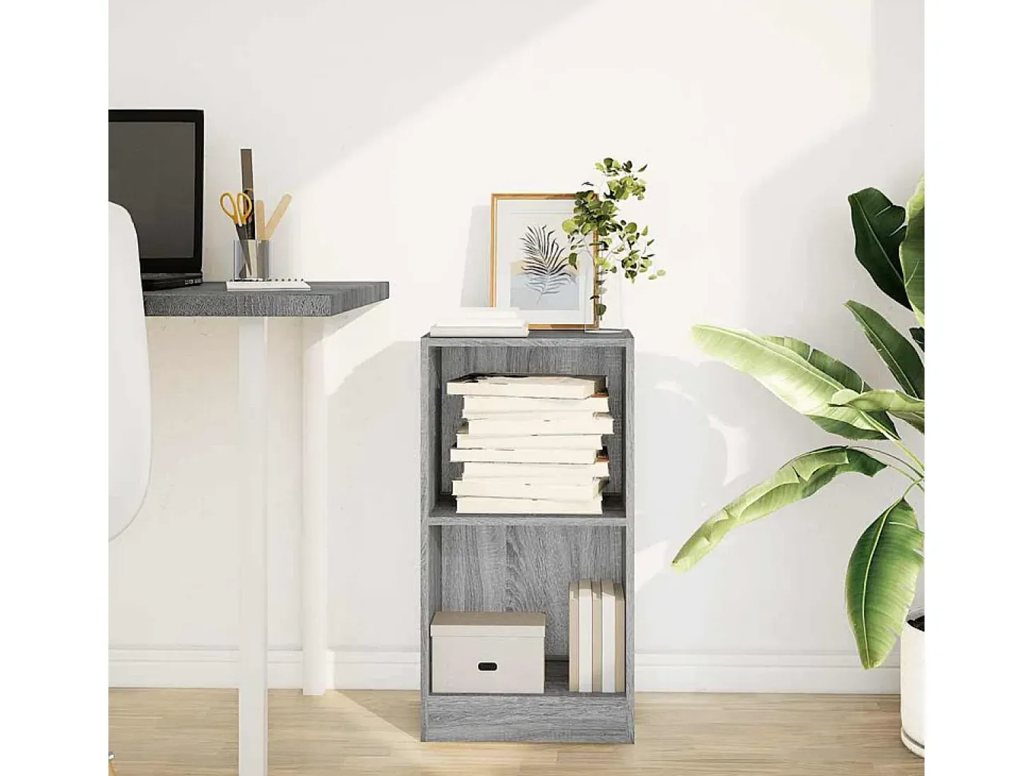 Estantería de madera de ingeniería gris Sonoma 40x24x76 cm
