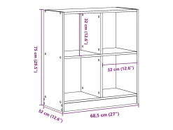 Estantería de madera de ingeniería gris Sonoma 68,5x32x75 cm