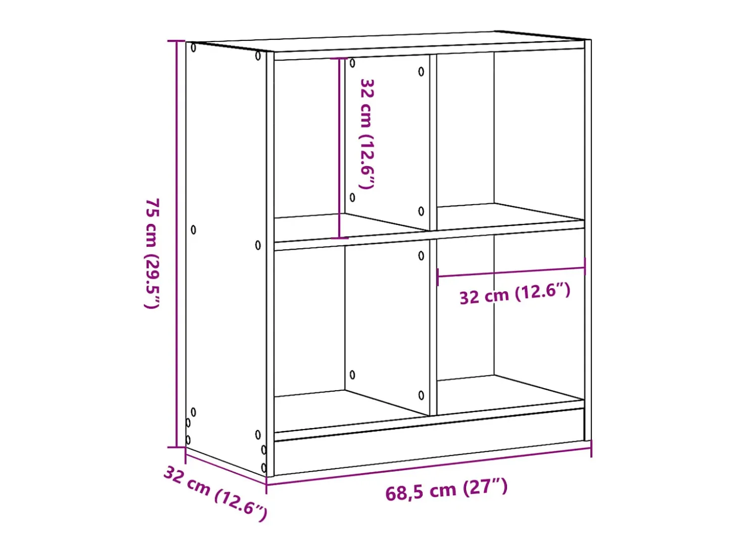 Estantería de madera de ingeniería gris Sonoma 68,5x32x75 cm
