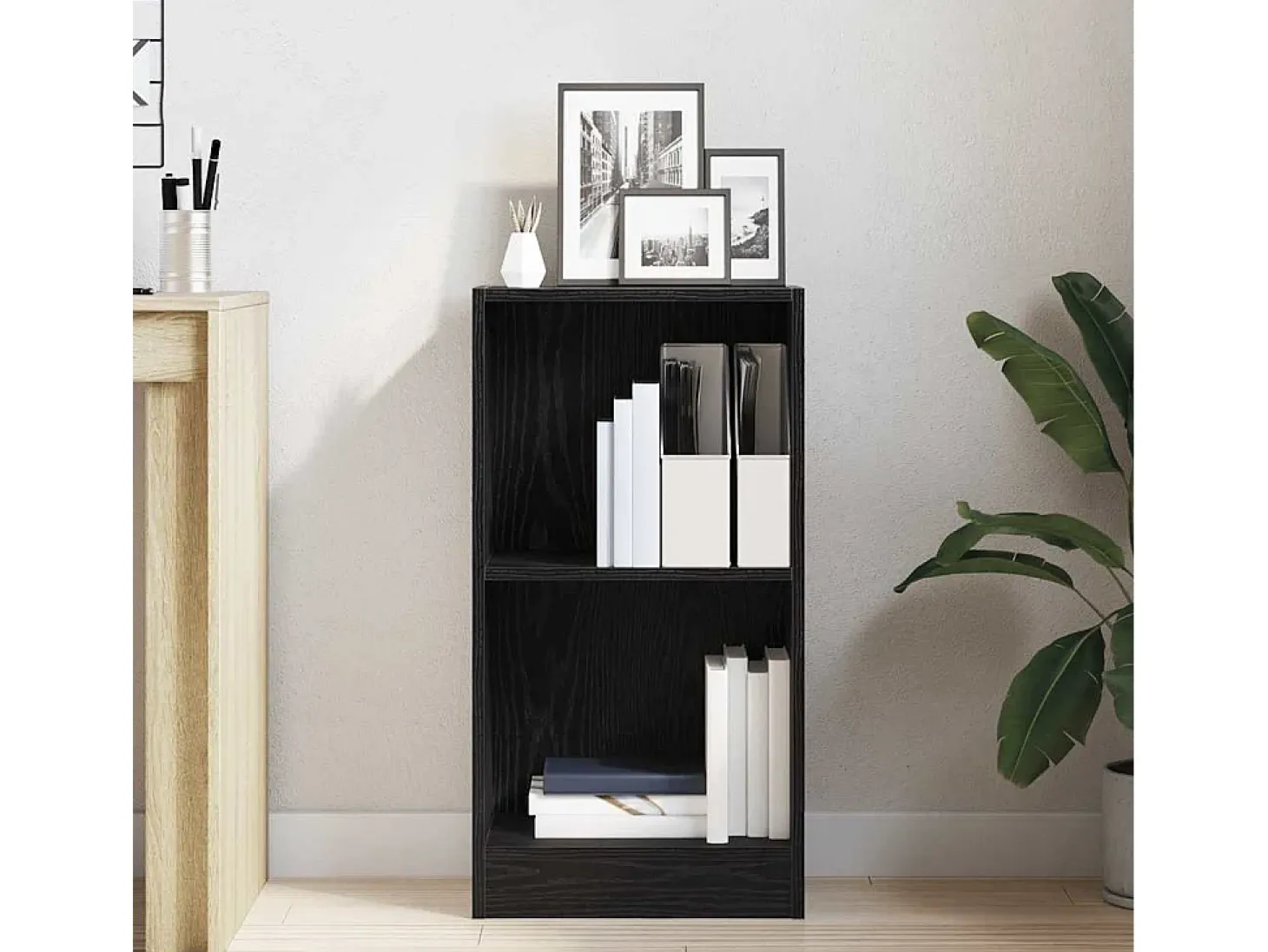 Estantería de madera de roble negro 40x24x76 cm