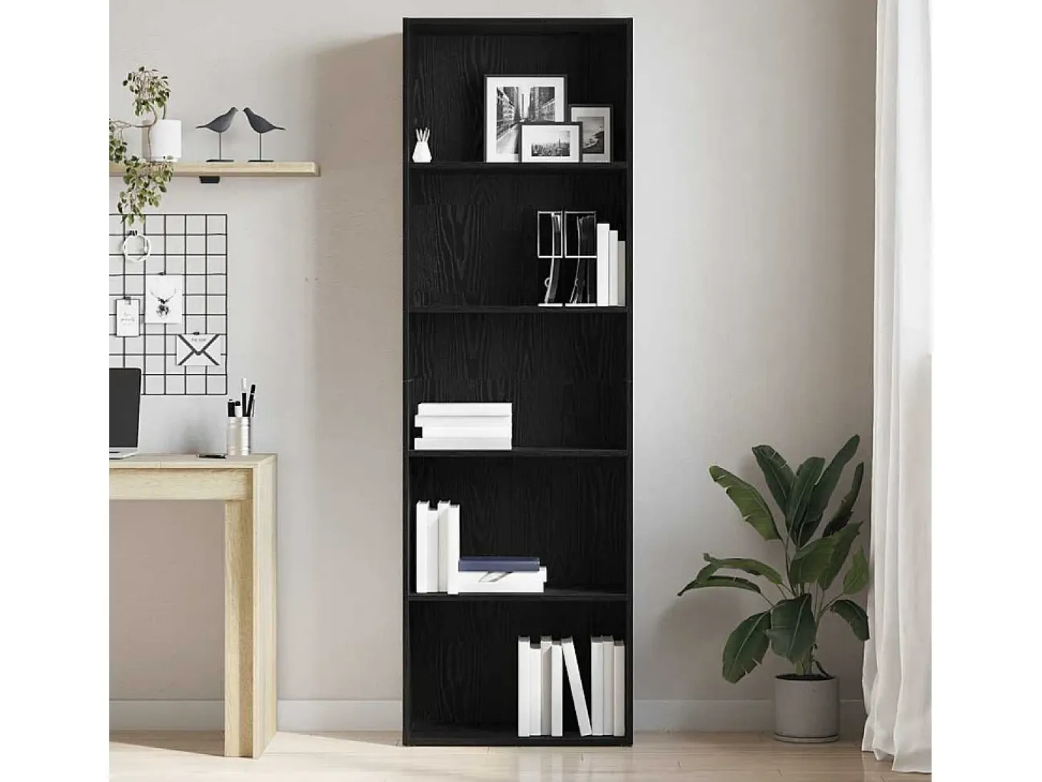 Estantería de madera de roble negro 60x30x189 cm