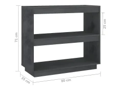 Estantería de madera maciza de pino gris 80x35x71 cm