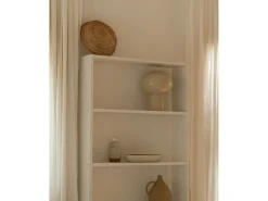 Estantería de madera maciza con 4 estantes blanco - SAURA - DECOWOOD