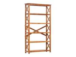 Estantería de madera maciza acacia acabado miel 100x30x180 cm