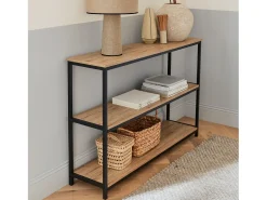 Estantería de metal y con efecto madera y 3 niveles, 120cm negro
