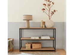 Estantería de metal y con efecto madera y 3 niveles, 120cm negro