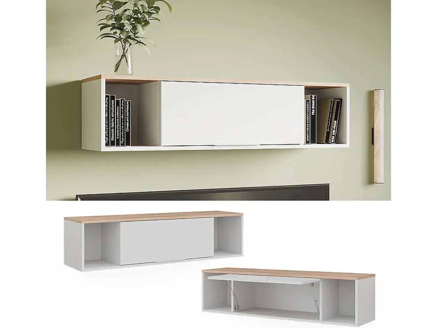 Estantería de pared blanco/sonoma 120x30x30 betti