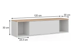 Estantería de pared blanco/sonoma 120x30x30 betti