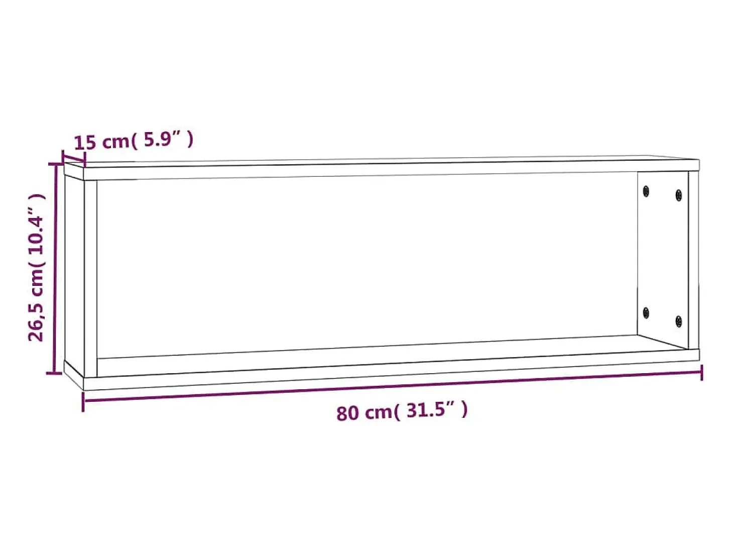 Estantería de pared cúbica de 4 piezas Sonoma gris 80x15x26,5 cm