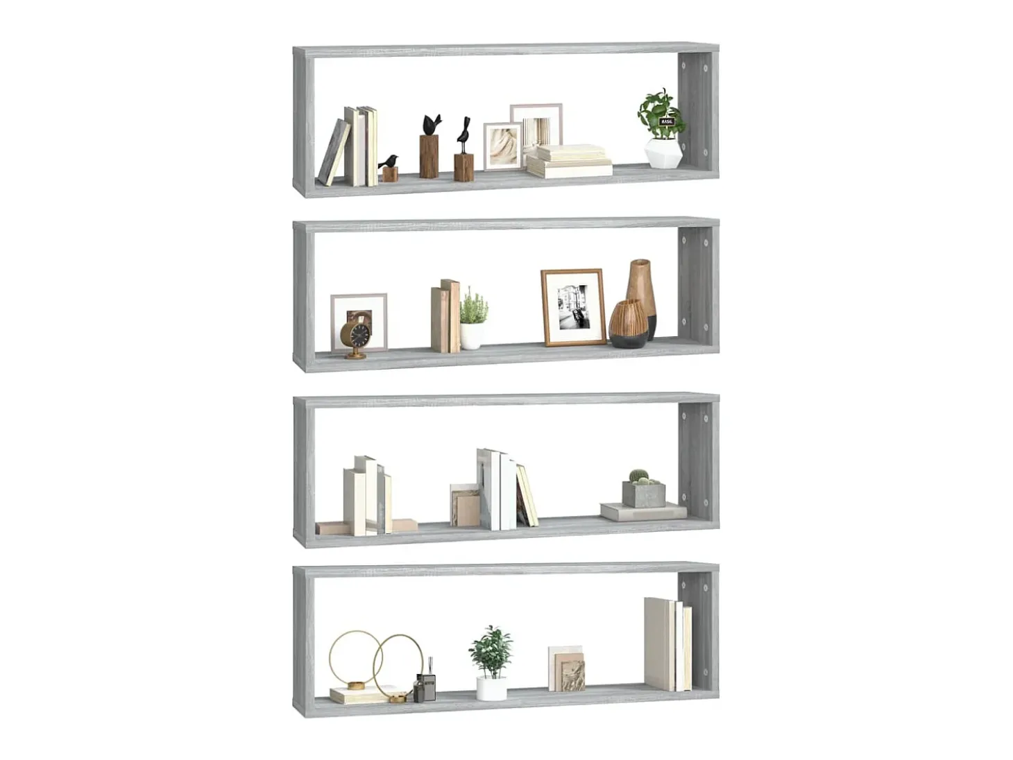 Estantería de pared cúbica de 4 piezas Sonoma gris 80x15x26,5 cm