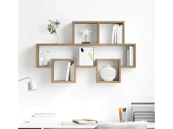 Estantería de pared con balda, roble hecho a mano, 82 x 15 x 51 cm