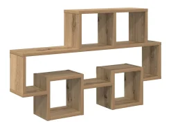 Estantería de pared con balda, roble hecho a mano, 82 x 15 x 51 cm