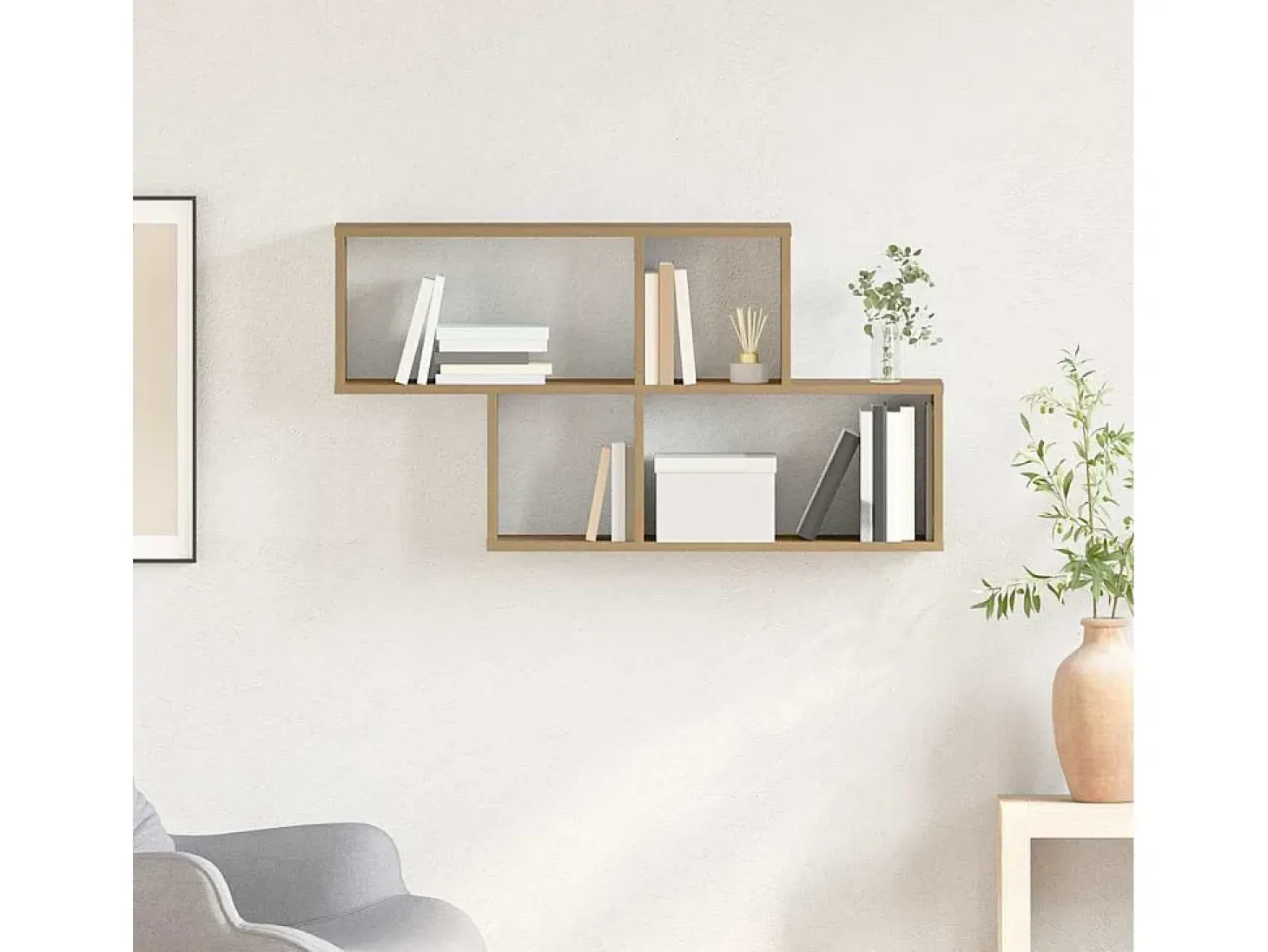 Estantería de pared con balda, roble artesanal, 100 x 20 x 53 cm