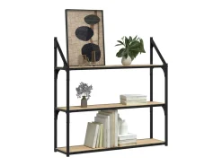 Estantería de pared de 3 niveles roble Sonoma 80x21x78,5 cm