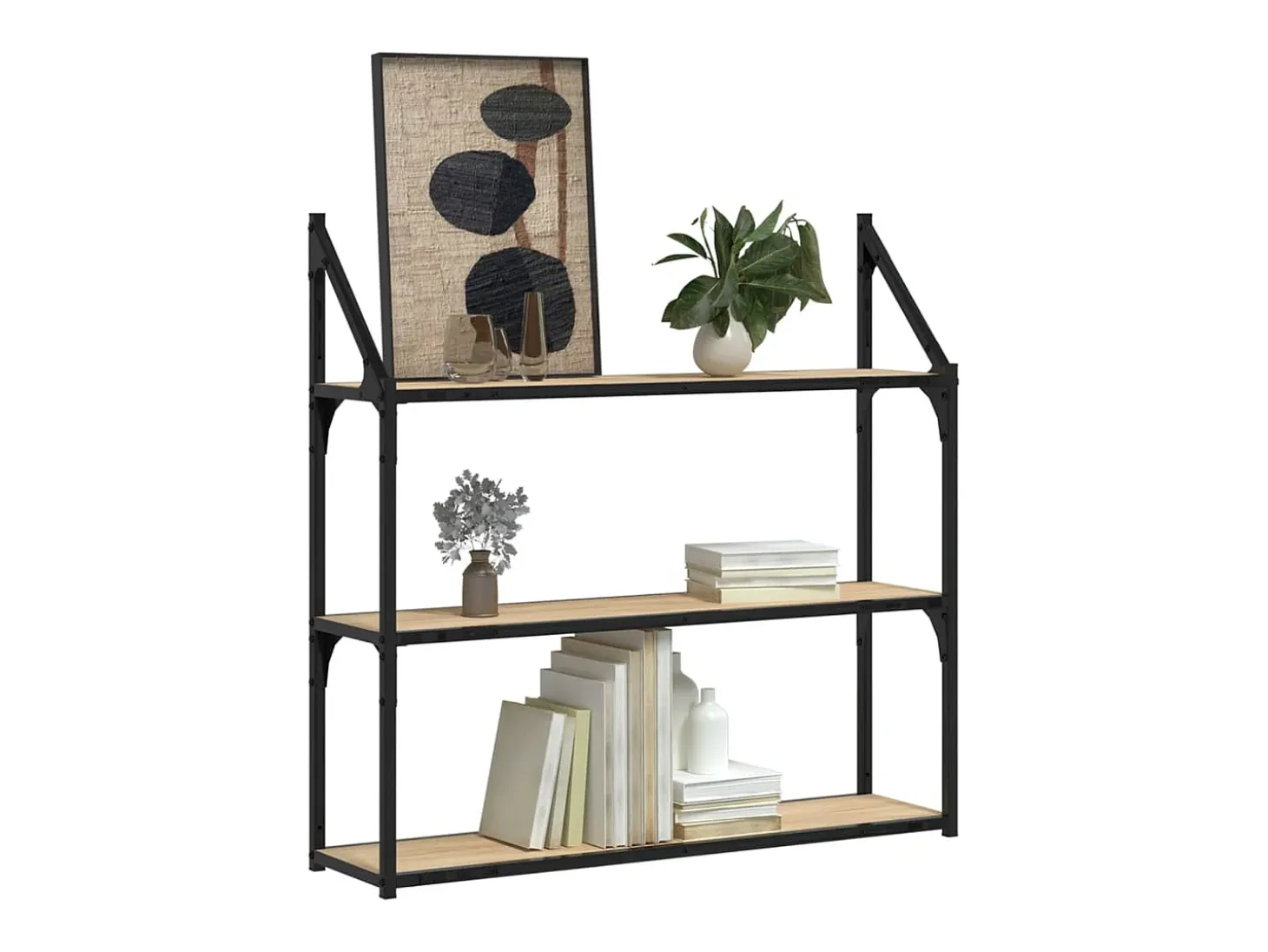 Estantería de pared de 3 niveles roble Sonoma 80x21x78,5 cm
