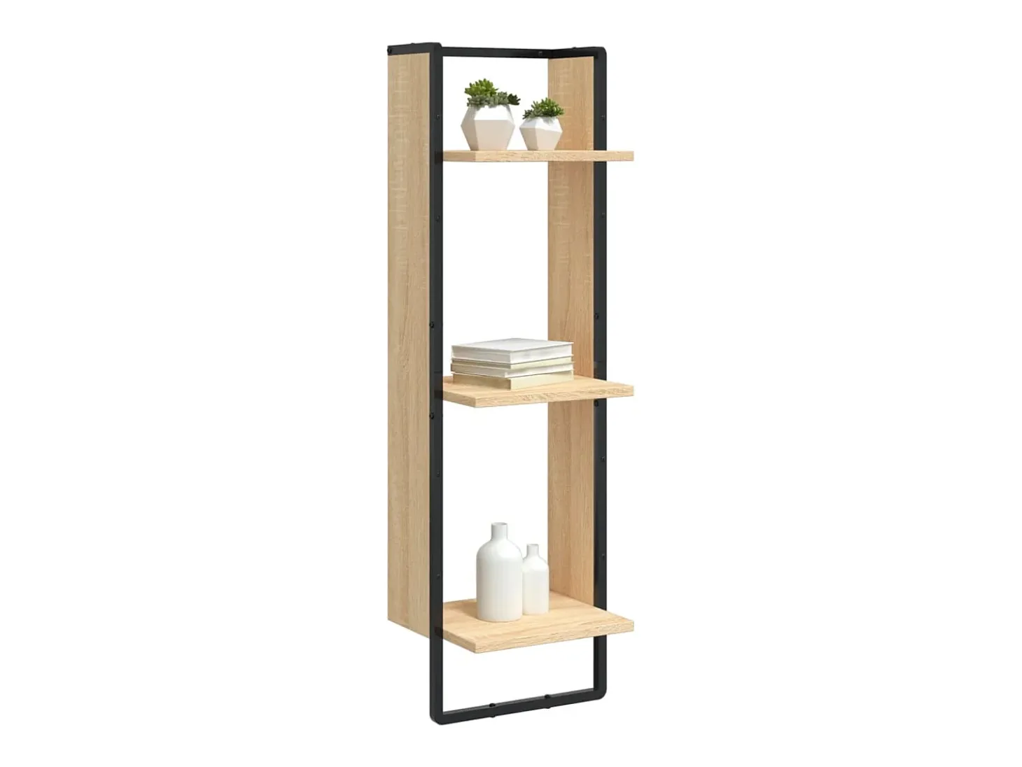 Estantería de pared de 3 niveles roble Sonoma 30x25x100 cm